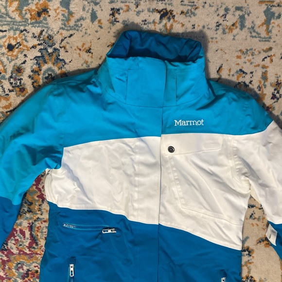 Marmot Ski Jacket Blue White Size Medium - Picture 2 of 6